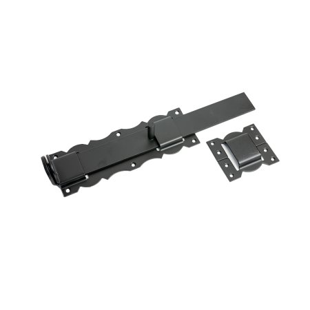 Засов с проушиной фигурный Домарт 420х180 мм черный