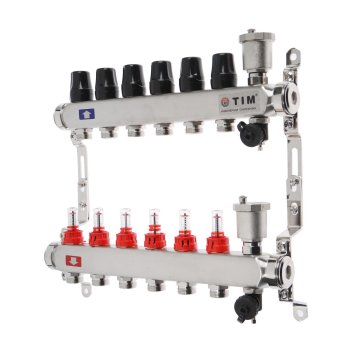 Коллекторная группа для теплого водяного пола 1" х 3/4" 6