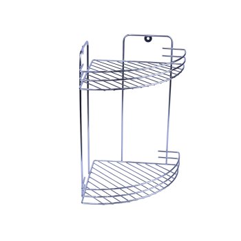 Полка для ванной 2 ярусная угловая цвет хром