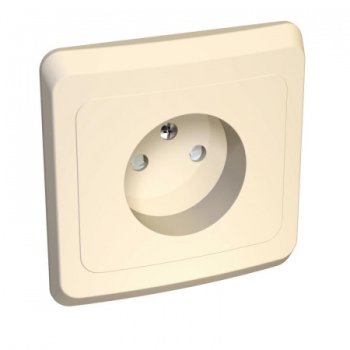 Розетка силовая одноместная встраиваемая Schneider Electric Этюд без заземления, цвет кремовый, арт. PC16-002K
