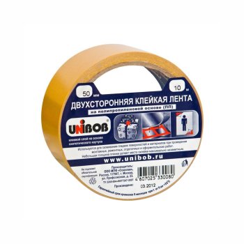 Лента двусторонняя UNIBOB 50 мм x 10м на полипропиленовой основе белый