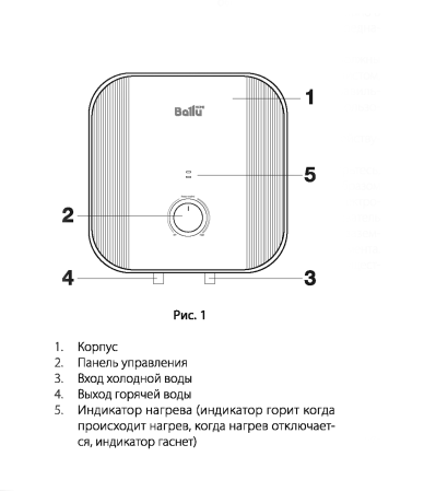 Водонагреватель BALLU Capsule Plus U накопительный 15л белый