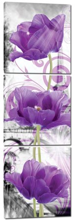 Модульная картина Цветы 40х 115см