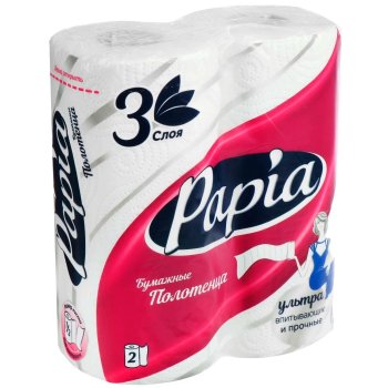 Полотенцe бумажное Papia 2 шт белый