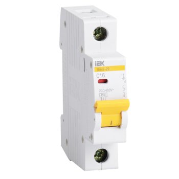 Автоматический выключатель IEK KARAT 1P 16А хар-ка C 4,5кА арт.MVA20-1-016-C