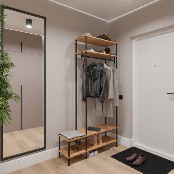 Вешалка напольная НеШкаф 206,5х114,5х36,5 см /цвет коричневый/черный