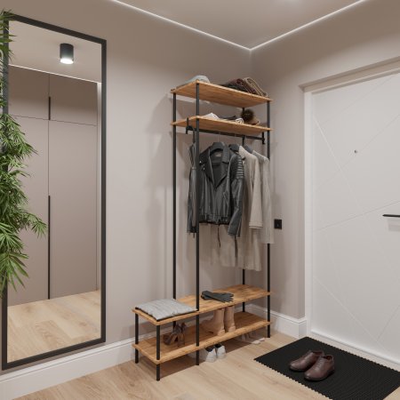 Вешалка напольная НеШкаф 206,5х114,5х36,5 см /цвет коричневый/черный