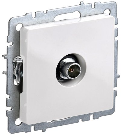 Розетка TV оконечная встраиваемая IEK Brite цвет белый, арт. BR-A10-O-K01