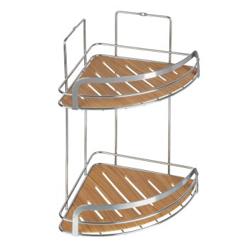 Полка для ванной 2 ярусная угловая Wood  цвет хром