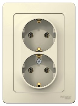 Розетка силовая двойная встраиваемая Schneider Electric Blanca с заземлением, цвет молочный, арт. BLNRS001022