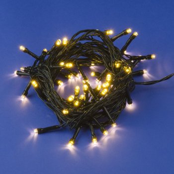 Гирлянда для дома нить 5м белый теплый 50 LED ламп зеленый провод