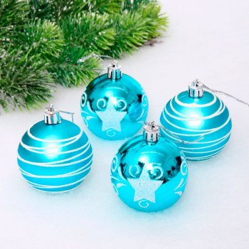 Набор шаров Снежная дымка Ø6см цвет голубой 4шт