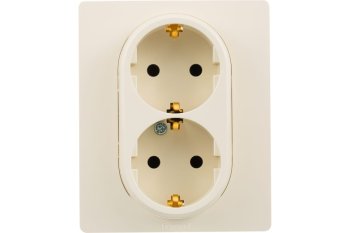 Розетка силовая двойная встраиваемая Legrand Etika с заземлением, цвет слоновая кость, арт. 672323