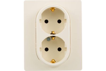 Розетка силовая двойная встраиваемая Legrand Etika с заземлением, цвет слоновая кость, арт. 672323