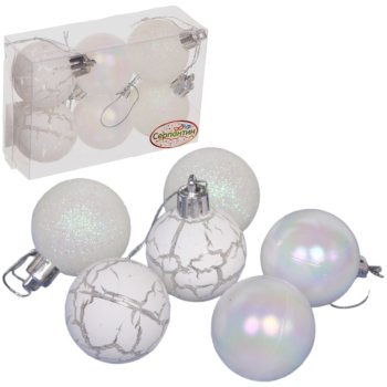 Набор шаров Микс фактур 4 см цвет белый 24шт Набор шаров Микс фактур 4 см цвет белый 24шт