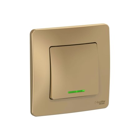 Выключатель встраиваемый Schneider Electric Blanca 1 кл. титан, с подсветкой, арт. BLNVS010114