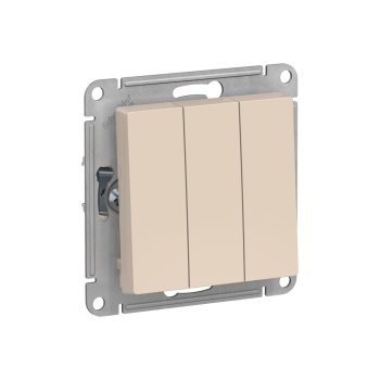Выключатель встраиваемый Schneider Electric AtlasDesign 3 кл. бежeвый, без подсветки, арт. ATN000231