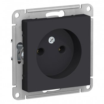Розетка силовая одноместная встраиваемая Schneider Electric AtlasDesign без заземления, цвет карбон, арт. ATN001041