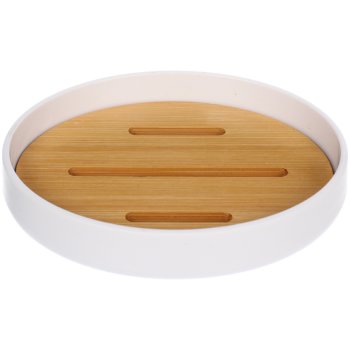 Мыльница Ариэль пластик/бамбук цвет белый настольная