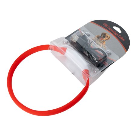 Ошейник светящийся силикон красный 35х1,5см