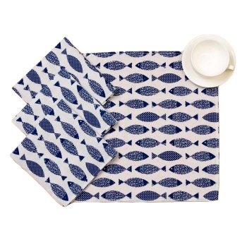 Комплект кухонных полотенец Рыбка 40х40 см 4шт синий