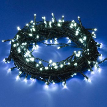 Гирлянда для дома нить 20м белый холодный 200 LED ламп зеленый провод