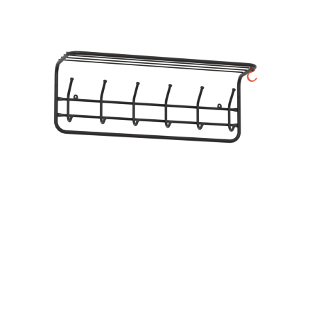 Вешалка настенная 6 крючков с полкой цвет черная