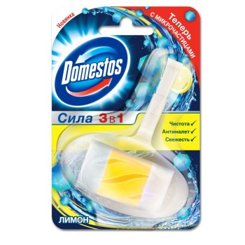 Блок сменный для унитаза Domestos 40г для дезинфекции Лимон с микрочастицами 1шт