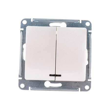 Выключатель встраиваемый Schneider Electric Glossa 2 кл. перламутр, с подсветкой, арт. GSL000653