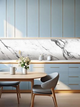 Фартук ПВХ Мрамор белый 300х60