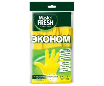 Перчатки латексные с хлопковым напылением Master Fresh ЭКО р.L/XL, 1 пара
