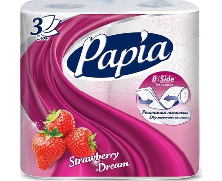Бумага туалетная Papia Strawberry Dream 4шт Бумага туалетная Papia Strawberry Dream 4шт