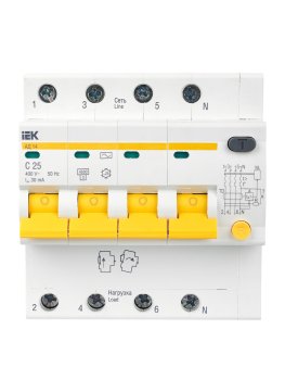 Автомат дифференциальный IEK KARAT 4 4,5кА 25А арт.MAD10-4-025-C-030