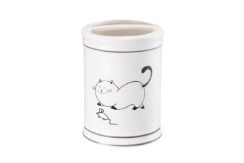 Стакан для зубных щеток с разделителем Happy Cats керамика цвет белый