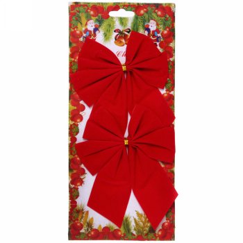 Набор бантов Бархат Свежесть океана 12х10см цвет красный 2шт