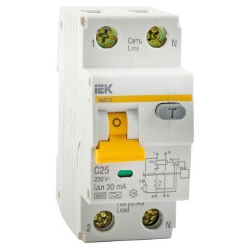 Автомат дифференциальный IEK АВДТ32 1+N 6кА 25А 30мА