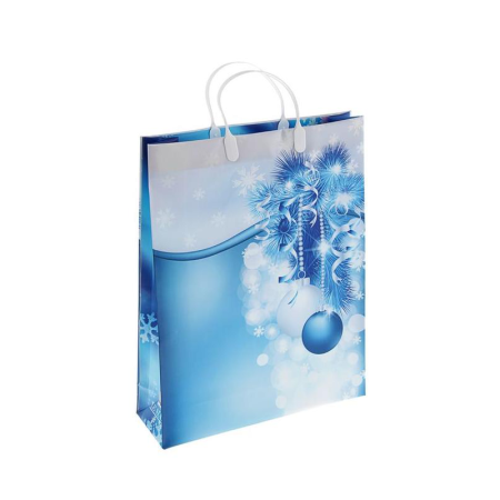 Пакет подарочный  10х32см 42 см Новый год голубой