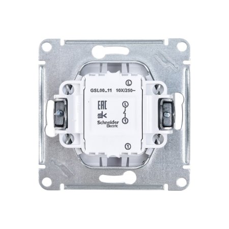 Выключатель встраиваемый Schneider Electric Glossa 1 кл. белый, без подсветки, арт. GSL000111