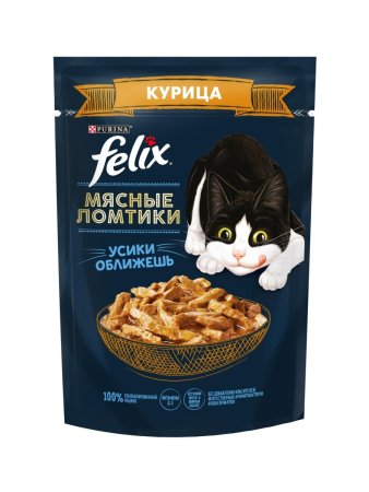 Корм консервированный для кошек FELIX Мясные ломтики курица в соусе 75г