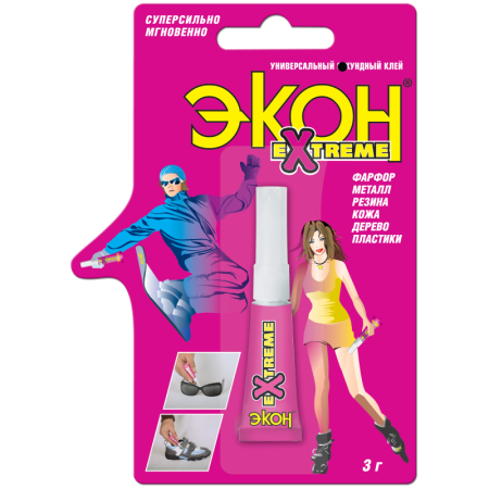 Клей секундный Экон Экстрим шоубокс прозрачный 3 гр