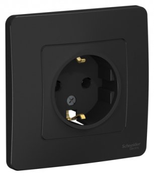 Розетка силовая одноместная встраиваемая Schneider Electric Blanca с заземлением, цвет антрацит, арт. BLNRS001016