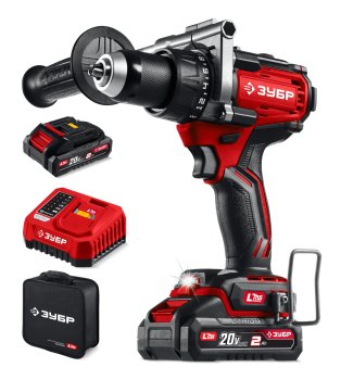 Дрель-шуруповерт аккумуляторная Зубр ДБ-165-22 Li-lon 20В 2x2Ач 165Нм