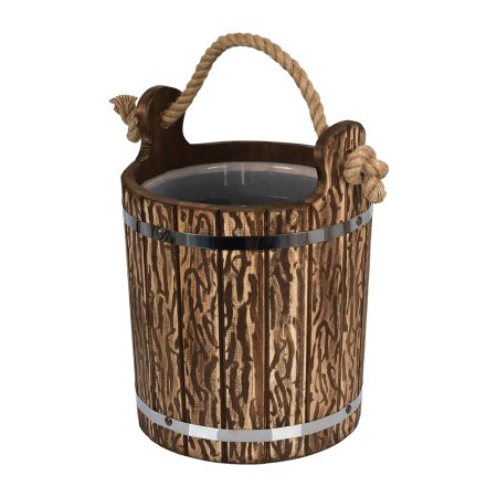 Ведро Банные штучки с пластиковой вставкой состаренное липа 9л