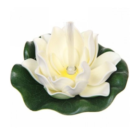 Цветок водоплавающий ДоброСад Кувшинка с диоддом 10см белый