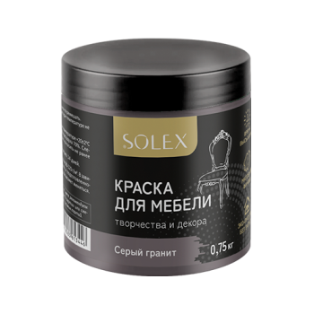 Краска Ижсинтез SOLEX акриловая для мебели серый гранит 0,75 кг матовая