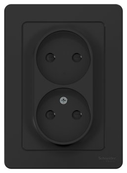 Розетка силовая двойная встраиваемая Schneider Electric Blanca без заземления, цвет антрацит, арт. BLNRS000126