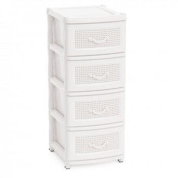 Комод пластик Альтернатива 4 секции белый