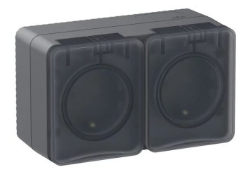 Розетка силовая двойная накладная Schneider Electric AtlasDesign Profi54 с заземлением, цвет антрацит, арт. ATN544026