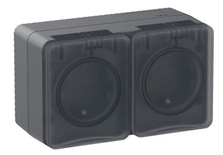 Розетка силовая двойная накладная Schneider Electric AtlasDesign Profi54 с заземлением, цвет антрацит, арт. ATN544026