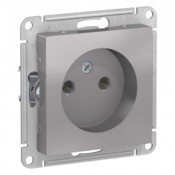Розетка силовая одноместная встраиваемая Schneider Electric AtlasDesign без заземления, цвет алюминий, арт. ATN000341